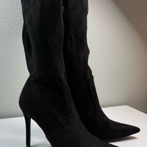 Shoe Dazzle Black Heeled Boots